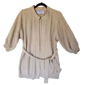 Lavender Label By Vera Wang Merino Wool Open Front Cardigan Sweater Cream Large